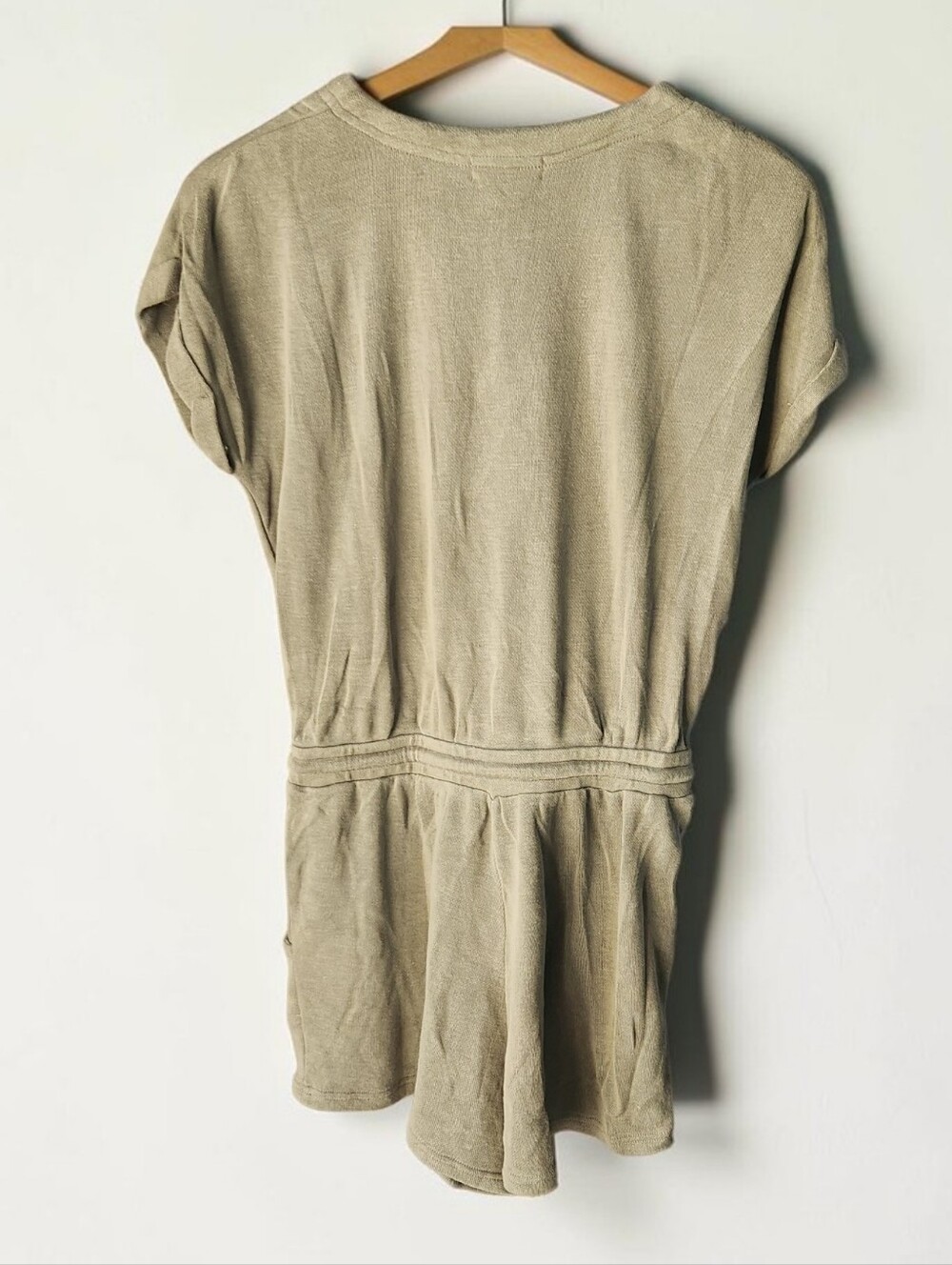 L Space Great Escape Slub Jersey Romper Olive Green Women S Cap Sleeve One Piece - Picture 10 of 15